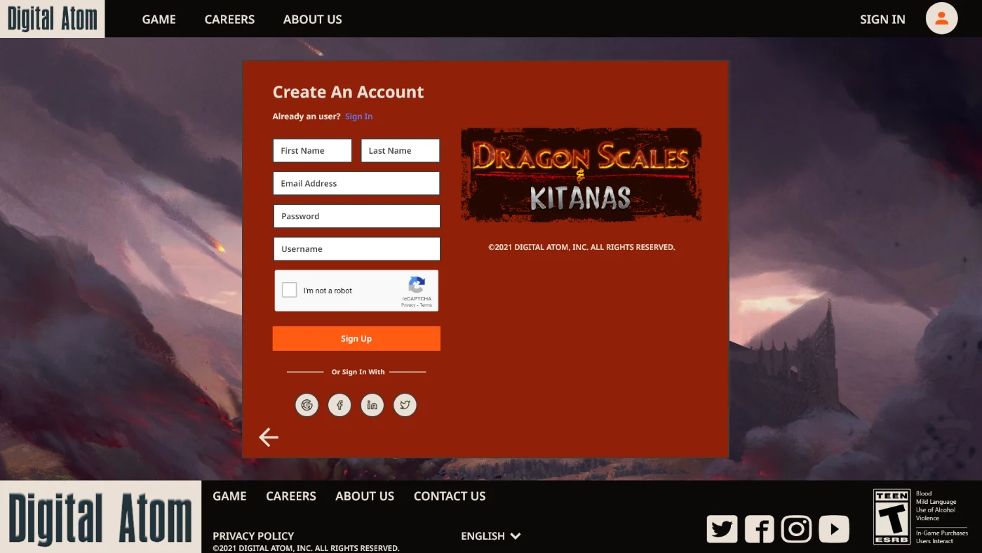Create Acct Page