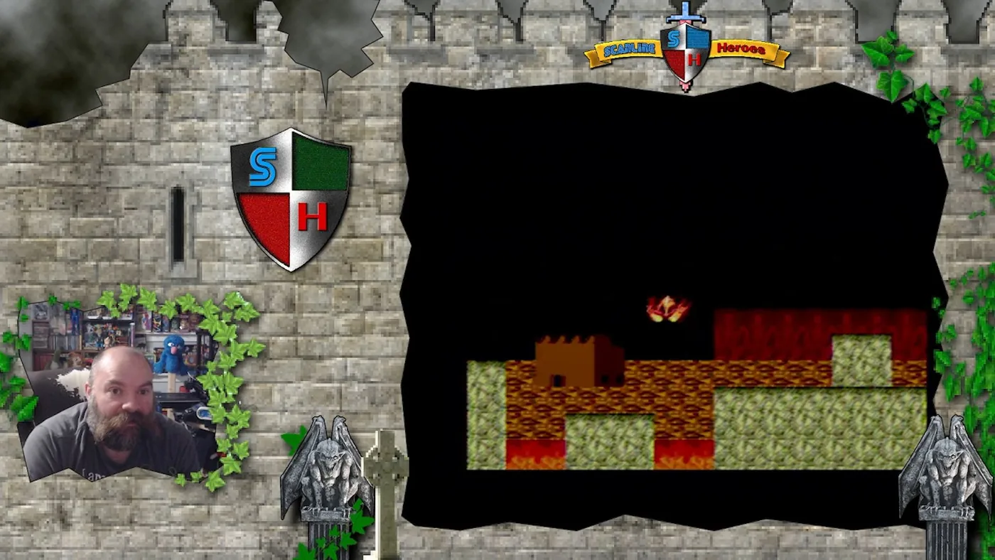 Unknown or Forgotten Ages live stream with a stone castle overlay