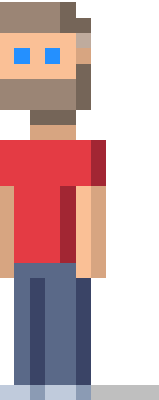 Pixel art Kris standing in a red shirt and jeans