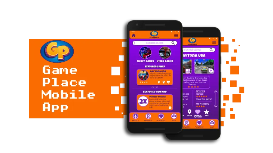 Game Place mobile app screens